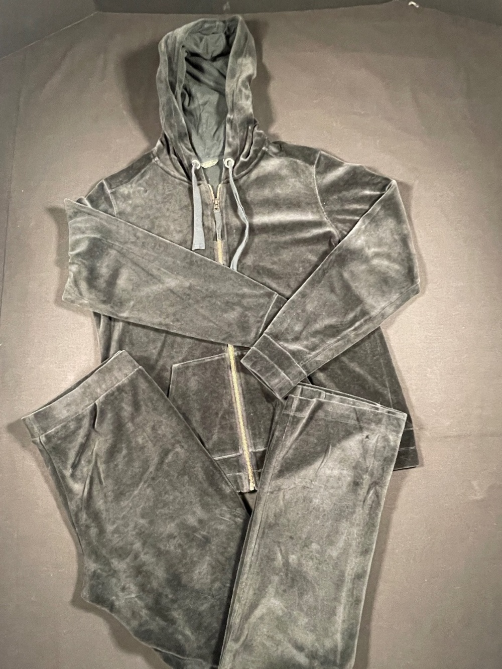 Eddie Bauer Black Velour Loungewear Set Jacket Lg Pants Med Tall